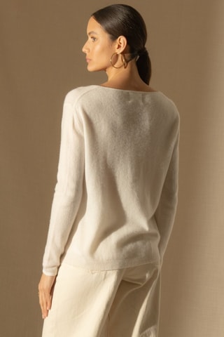 Jersey Lindsay 100 % cachemir - Cuello barco. - Crudo