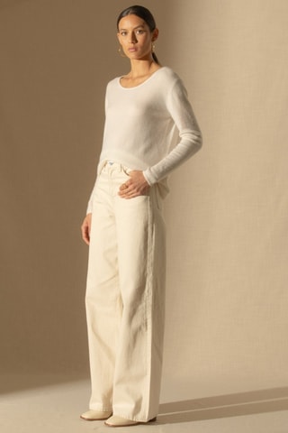 Jersey Lindsay 100 % cachemir - Cuello barco. - Crudo