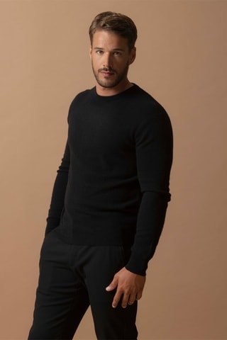 Jersey Blake 100 % cachemir, 2 hilos - Cuello redondo. - Negro