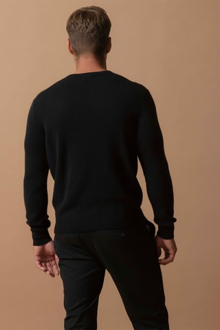 Jersey Blake 100 % cachemir, 2 hilos - Cuello redondo. - Negro