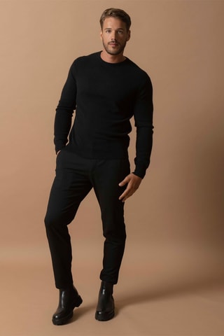 Jersey Blake 100 % cachemir, 2 hilos - Cuello redondo. - Negro