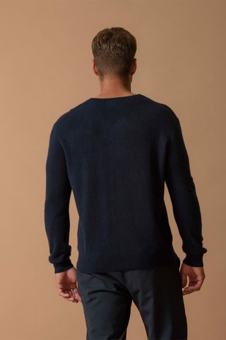 Jersey Alexander 100 % cachemir, 2 hilos - Cuello de pico. - Azul marino