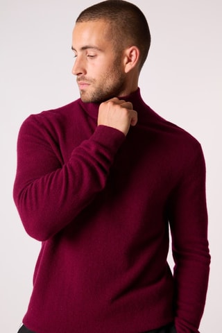 Jersey 100 % cachemir - Cuello alto con cremallera. - Burdeos