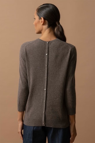 Jersey Vanessa 100 % cachemir, 2 hilos - Cuello redondo. - Topo