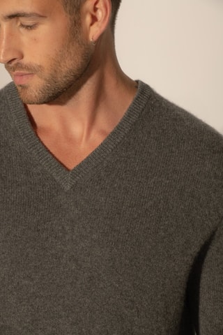Jersey Enzo 100 % cachemir, 4 hilos - Cuello de pico - 310 g - Antracita