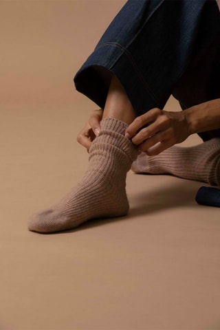 Calcetines Molilou 100 % cachemir, 4 hilos - Camel