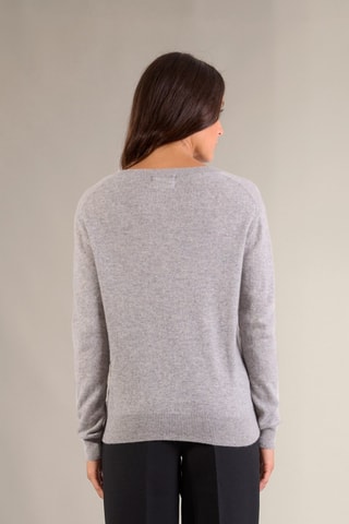 Jersey 100 % cachemir, 2 hilos - Cuello de pico - Gris