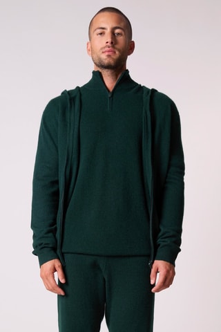 Cárdigan con capucha Eldo 100 % cachemir, 2 hilos - Verde