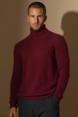 Jersey Marius 100 % cachemir, 4 hilos - Cuello vuelto - 340 g - Burdeos