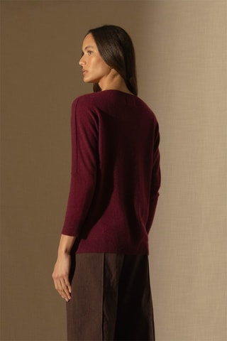 Jersey Molly 100 % cachemir, 2 hilos - Cuello redondo. - Burdeos