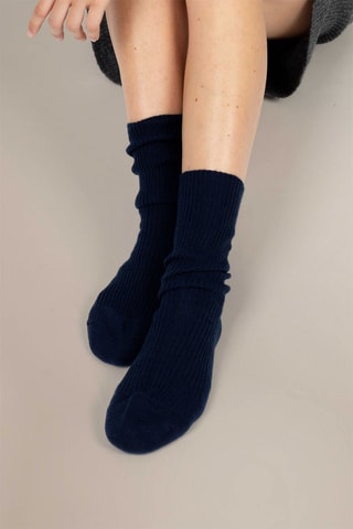 Calcetines Molilou 100 % cachemir, 4 hilos - Azul marino