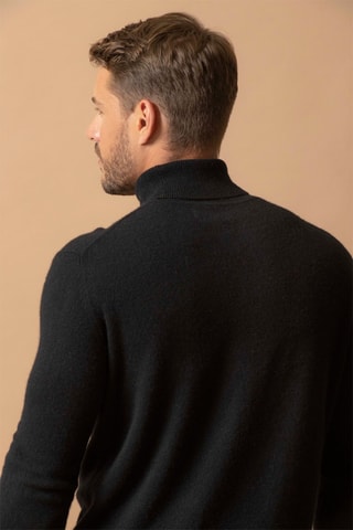 Jersey Trevor 100 % cachemir, 2 hilos - Jersey de cuello vuelto - Negro