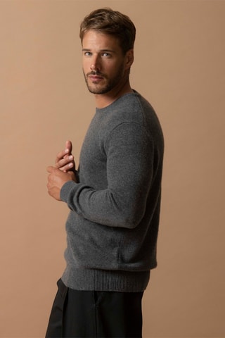 Jersey Blake 100 % cachemir, 2 hilos - Cuello redondo. - Antracita