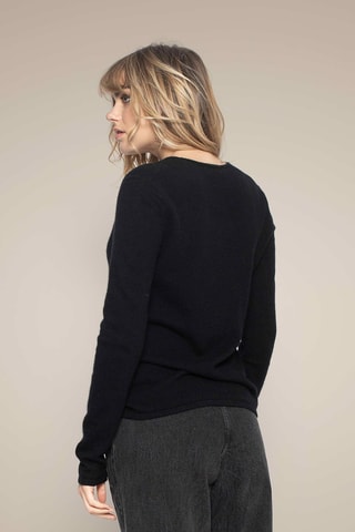 Cárdigan Paige 100 % cachemir, 2 hilos - Cuello de pico. - Negro