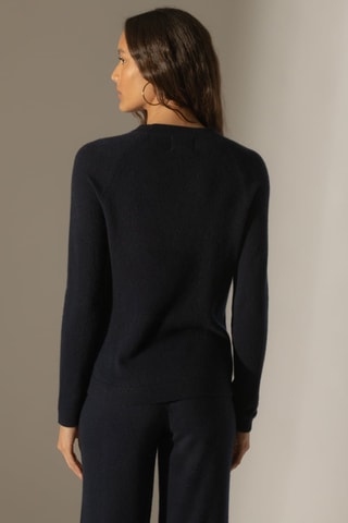 Jersey Whitney 100 % cachemir, 2 hilos - Cuello redondo. - Azul marino