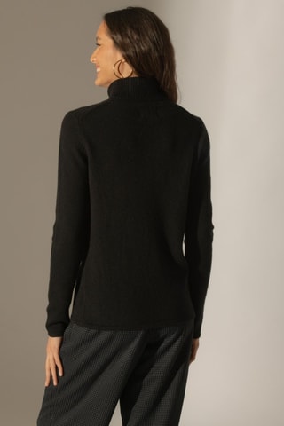 Jersey Willow 100 % cachemir, 4 hilos - Cuello vuelto - 268 g/m² - Negro