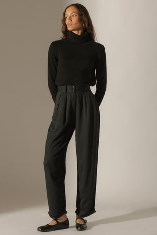 Jersey Willow 100 % cachemir, 4 hilos - Cuello vuelto - 268 g/m² - Negro