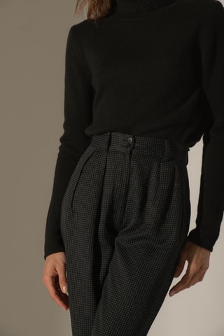 Jersey Willow 100 % cachemir, 4 hilos - Cuello vuelto - 268 g/m² - Negro