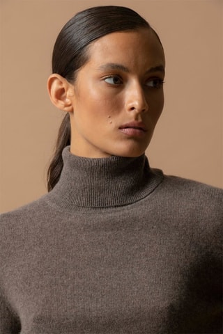 Jersey Ashley 100 % cachemir, 2 hilos - Jersey de cuello vuelto - Topo