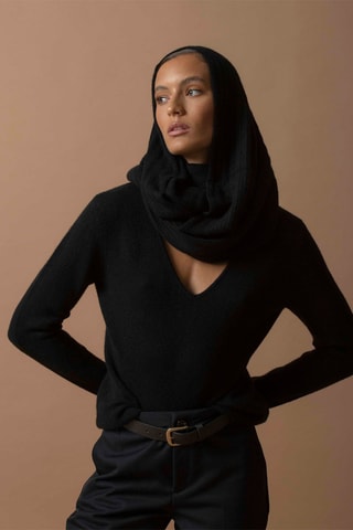 Bufanda Clody 100 % cachemir, 4 hilos - Negro