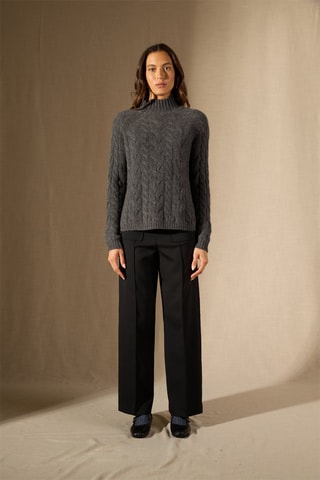 Jersey Mairead 100 % cachemir, 6 hilos - Cuello alto. - Antracita