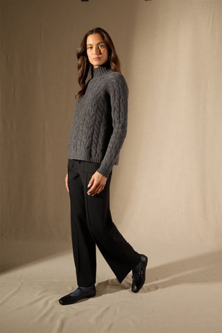 Jersey Mairead 100 % cachemir, 6 hilos - Cuello alto. - Antracita