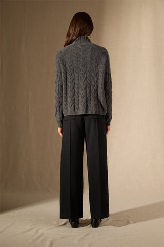 Jersey Mairead 100 % cachemir, 6 hilos - Cuello alto. - Antracita