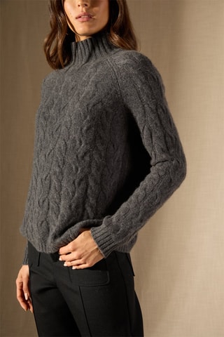 Jersey Mairead 100 % cachemir, 6 hilos - Cuello alto. - Antracita
