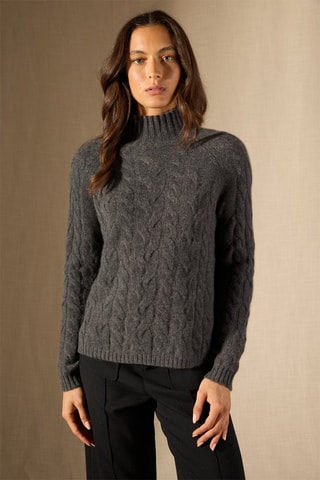 Jersey Mairead 100 % cachemir, 6 hilos - Cuello alto. - Antracita