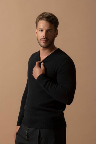 Jersey Eden 100 % cachemir 4 hilos - Cuello redondo - 310 g - Negro