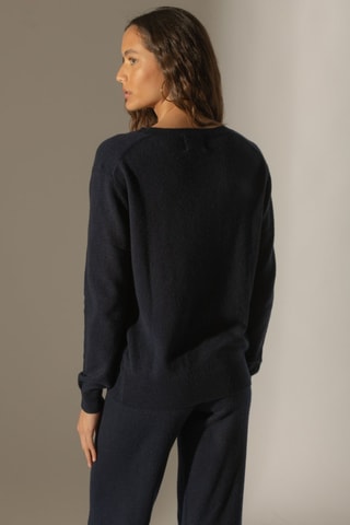 Jersey Kalie 100 % cachemir - Cuello de pico. - Azul marino