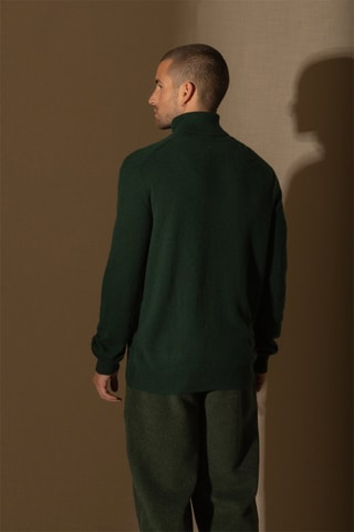 Jersey Trevor 100 % cachemir, 2 hilos - Jersey de cuello vuelto - Verde