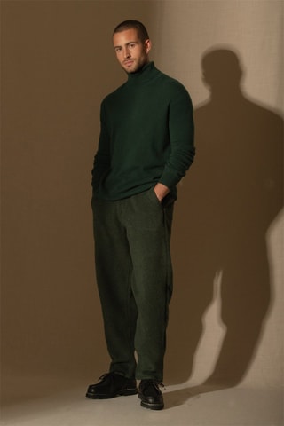 Jersey Trevor 100 % cachemir, 2 hilos - Jersey de cuello vuelto - Verde