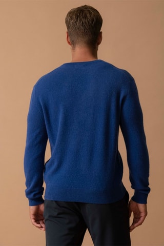 Jersey Alexander 100 % cachemir, 2 hilos - Cuello de pico. - Azul