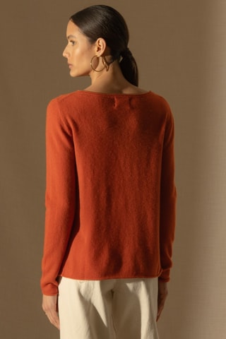 Jersey Megan 100 % cachemir, 2 hilos - Cuello barco. - Naranja