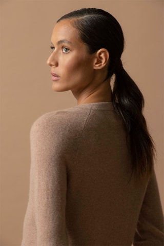 Jersey Whitney 100 % cachemir, 2 hilos - Cuello redondo. - Camel