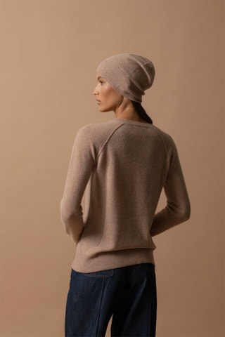Jersey Wilma 100 % cachemir, 2 hilos - Cuello redondo. - Camel