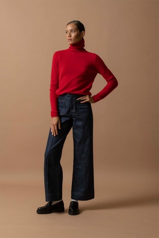 Jersey Ashley 100 % cachemir, 2 hilos - Jersey de cuello vuelto - Rojo