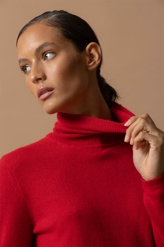 Jersey Ashley 100 % cachemir, 2 hilos - Jersey de cuello vuelto - Rojo