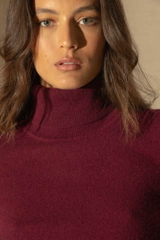 Jersey Ashley 100 % cachemir, 2 hilos - Jersey de cuello vuelto - Burdeos