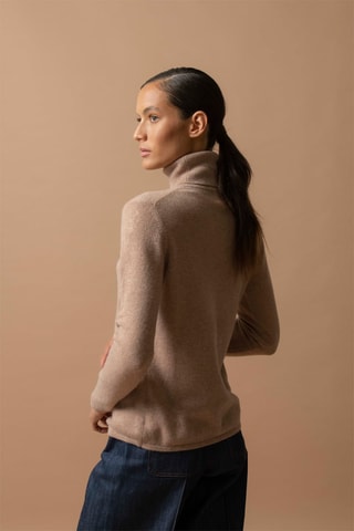 Jersey Ashley 100 % cachemir, 2 hilos - Jersey de cuello vuelto - Camel