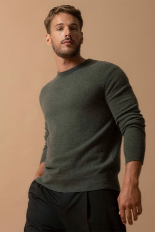 Jersey Blake 100 % cachemir, 2 hilos - Cuello redondo. - Caqui
