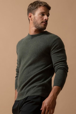 Jersey Blake 100 % cachemir, 2 hilos - Cuello redondo. - Caqui