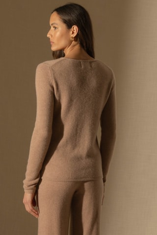Jersey Marya 100 % cachemir, 4 hilos - Cuello redondo. - Camel