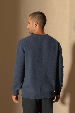 Jersey regular fit Eden 100 % cachemir, 4 hilos - Cuello redondo, 310 gr - Azul