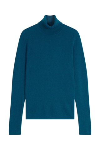 Jersey slim fit Ashley 100 % cachemir, 2 hilos - Jersey de cuello vuelto - Azul pato