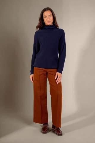 Jersey loose Cevaro 100 % cachemir, 2 hilos - Cuello chimenea - Azul marino