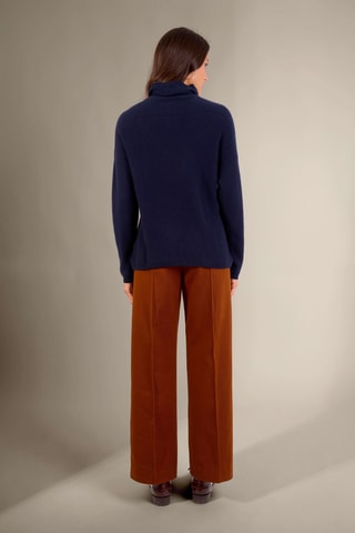 Jersey loose Cevaro 100 % cachemir, 2 hilos - Cuello chimenea - Azul marino