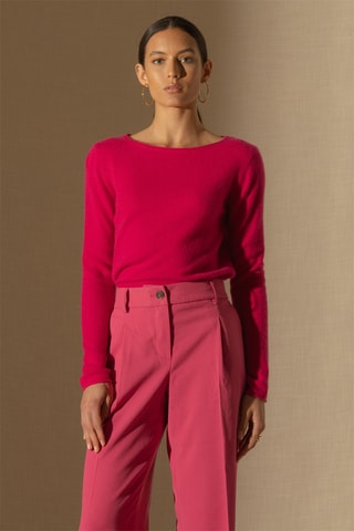 Jersey Megan 100 % cachemir, 2 hilos - Cuello barco. - Fucsia
