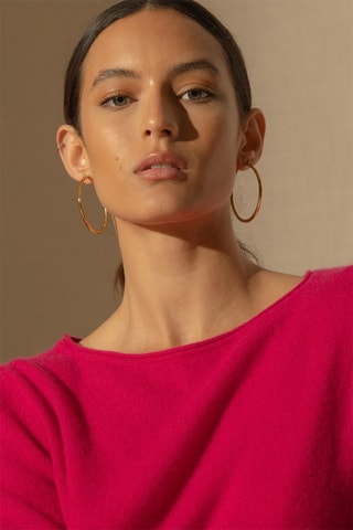 Jersey Megan 100 % cachemir, 2 hilos - Cuello barco. - Fucsia